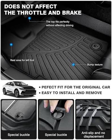 Powerty Floor Mats for 2023 2024 2025 2026 Toyota Crown All Weather 3D TPE Anti-Slip Car Liners for 1st & 2nd Row Accessories