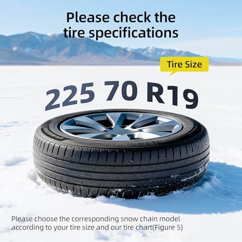 Snow Chains for Car Tires, 35s Quick Fit & Auto-Tightening, Universal Emergency Anti-Slip Tire Traction Chains for Cars, SUVs & Trucks, Reusable Portable Set of 2 (HKN-130)