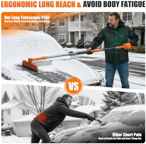 62'' Extendable Snow Brush & Ice Scrapers, Snow Shovel for Car Truck SUV