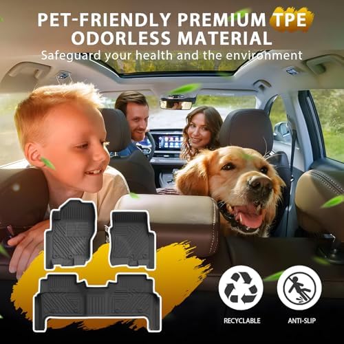 Powerty Floor Mats for Nissan Frontier 2022-2026 2027(Crew Cab with 2nd Row Under-Seat Storage) All Weather 3D TPE Anti-Slip Truck Liners for 1st & 2nd Row Accessories