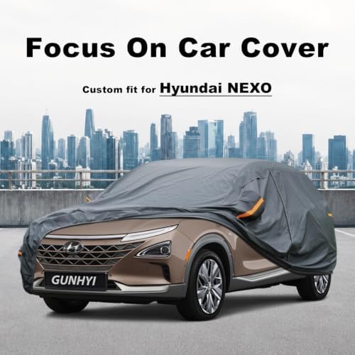 GUNHYI Premium Car Cover Custom Fit Hyundai Nexo, 16 Layers Heavy Duty Car Cover Waterproof All Weather with Zipper Door for Sun Rain Snow Dust Uv Protection