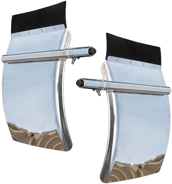 Mytee Products 2 Pack 24" x 29" Stainless Steel Quarter Fender Set for Semi Trucks – Polished Finish with Tube Bracket Mounting Kit, Universal Fit for Trailers & Class 8 Vehicles (Left & Right Set)