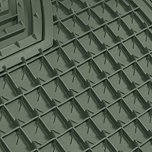 Cat® DiamondShield Rubber Floor Mats for Cars Trucks SUV, All Weather Protection, Front and Rear Car Mats with Heel Pad & Anti-Slip Backing, Universal Trim-to-Fit Rubber Floor Mats for Car, Green