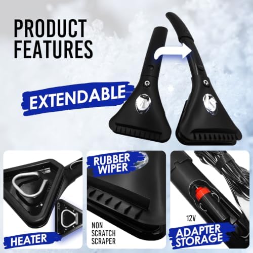Heated Ice Scraper, Car Ice Scrapers for Car Windshield, Snow Scraper Car