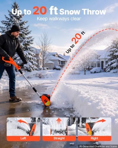 VEVOR Electric Snow Shovel 20V 12" Battery-Powered Cordless Snow Blower