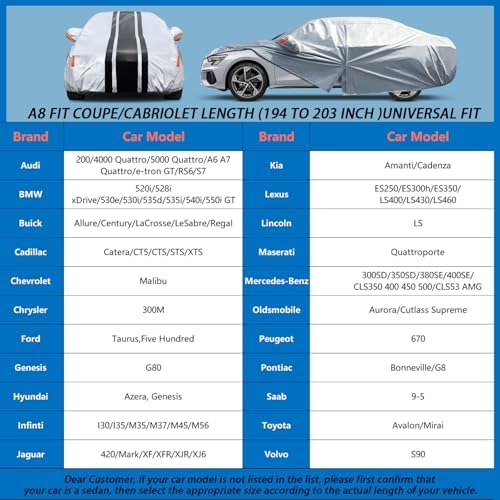Car Cover Custom Fit for Lexus ES ES300 ES330 ES350 ES300h