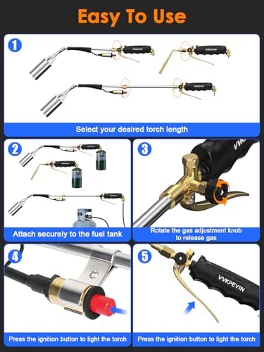 Propane Torch Weed Burner, 2-in-1 Weed Torch & Brazing Torch with 12FT Hose