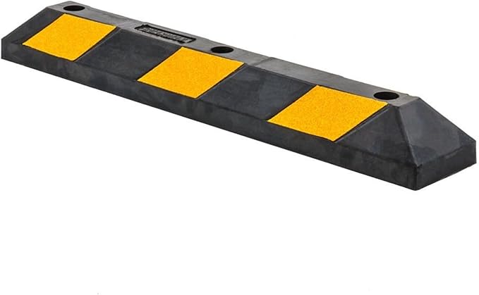 Guardian 2 Pack Parking Stop, 3 Foot Long Flexible Rubber Curb, Highly Visible Accessory with Mounting Holes for Job Sites and Garages, Black/Yellow