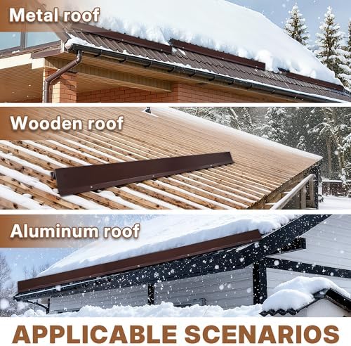 3.9 Ft Metal Roof Snow Guards with Screws Snow Stops for Metal Roofs Ice Guards for Aluminum Roofing Panels, Wood Canopy, 8 PCS - 31 Ft Kit Brown