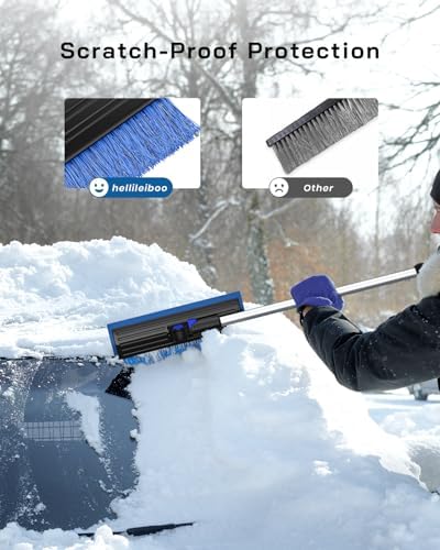 helloleiboo 55.7" Snow Brush and Ice Scrapers for Car Windshield, Blue