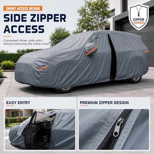 Jeep Wrangler 4 Door Cover Waterproof All-Weather,Outdoor Full Exterior SUV Car Cover for Wrangler JKU JLU(2007-2026),with Windshield Sun Shade,Towel&Storage Bag,Size J4 (See SizeChart)