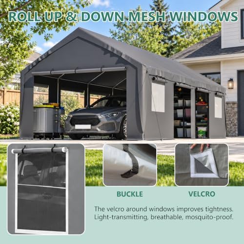 13x25ft Heavy Duty Carport Outdoor Garage Canopy with Weatherproof Shelter