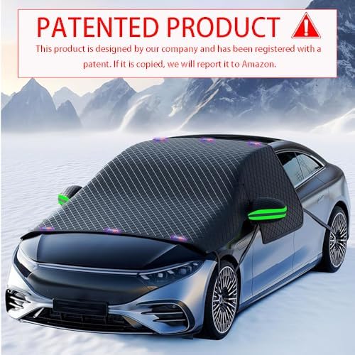 Windshield Snow Cover, Car Windshield Cover for Ice and Snow, Automotive Large Magnetic Windshield Frost Cover with Side Window and Mirror Protector in Winter, Suitable for Most Vehicle,Sedan,SUV