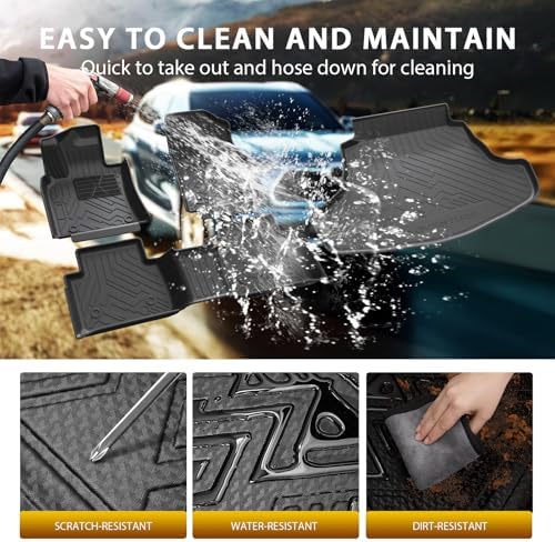 Powerty Floor Mats Cargo Liner for Toyota Camry 2018-2024 FWD Only (Not Fit Hybrid or AWD) All Weather 3D TPE Anti-Slip Car Protection, 1st & 2nd Row Set with Rear Cargo Mat Accessories