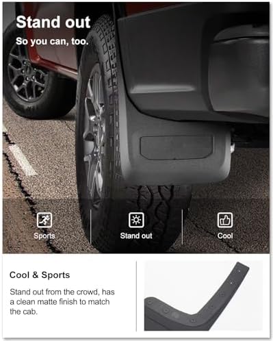 Kiwi Master No Drill Mud Flaps for 2024-2026 Ford Ranger (Not Fits Raptor)