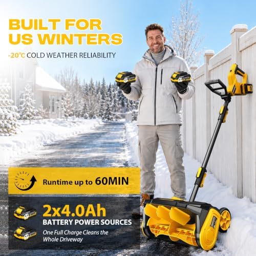 40V Cordless Snow Shovel, 16" Brushless Electric Snow Blower