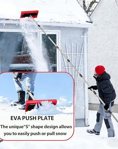 Leaf Roof Rake, 78-157in Adjustable Length Snow Roof Rake，157.5in