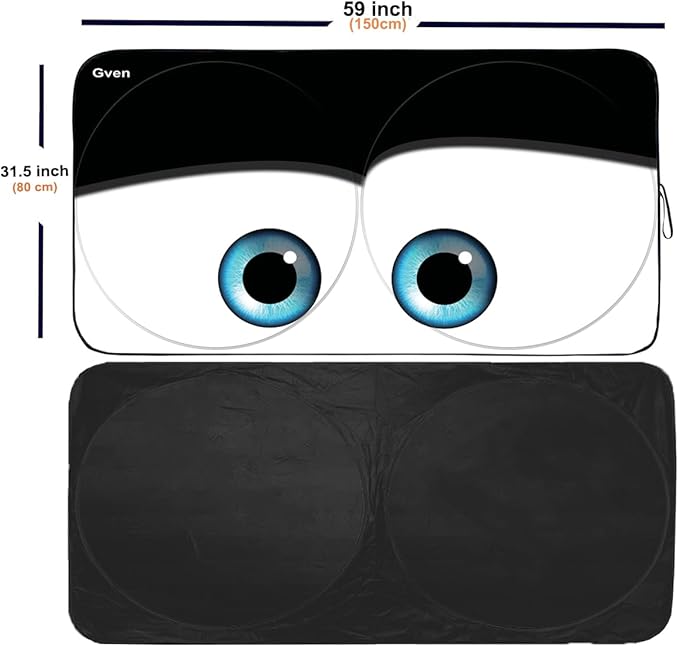 Gven Windshield Sun Shade Universal Fit for Car Window Sunshades Cover Automotive Interior Sun Protector Accessories for Compact& Midsize Sedan,Com& Subcompact SUV,Small Pickup,Wagon (Black, S)