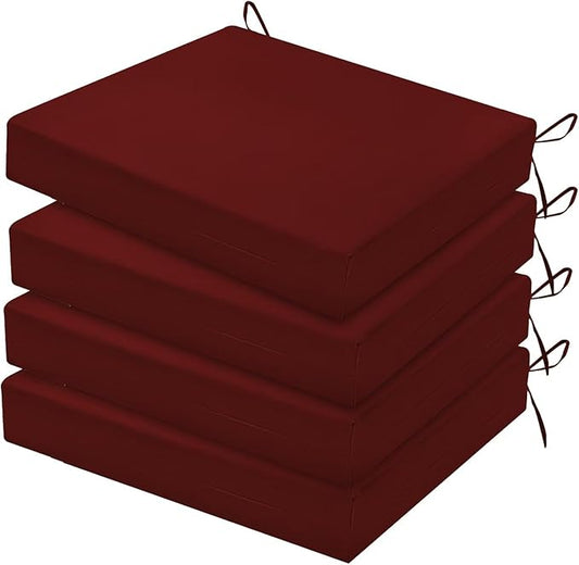 HARBOREST Outdoor Chair Cushions Set of 4, Water Resistant Patio Chair Cushions with Ties, Square Corner Outdoor Seat Cushions for Patio Furniture, 18.5"x16"x3", Burgundy
