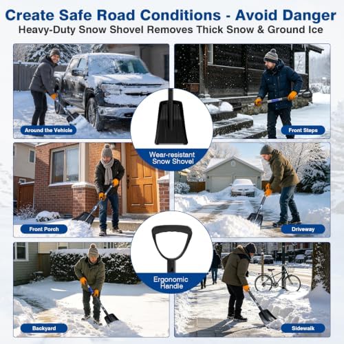 63" Long Snow Brush Kit with Ice Scraper & Snow Shovel for Car Truck SUV