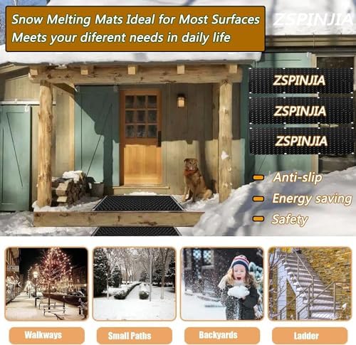 Heated Snow Melting Mats for Entrances 1/2/3/4/5 pcs No-Slip Heating Stair Heating Mats,Heated Outdoor Mats W/5ft Power Cord Snow Melting Mats for Winter Snow Removal(5 Pcs,10x30in/(25.4x76.2