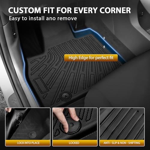 Powerty Floor Mats for 2020-2025 Kia Telluride 7/8 Passenger Car Mats Accessories, All Weather 3D TPE Anti-Slip Trunk Cargo Liner Seat Back Covers Protectors Full Set Car Accessories