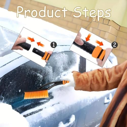 1-Piece Winter Snow Shovel Car-Mounted Snow Removal and De-Icing Tool Snow Brush Scraper Ice Scraper for Cars and SUVs Telescopic Snow Removal Tool(1Pcs)