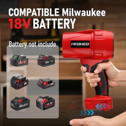 Cordless Leaf Blower Compatible with Milwaukee 18V Battery, 720 CFM 180 MPH Handheld Turbo Jet Blower with 4 Nozzles for Yard Care, Car Drying, Electric Blower (Tool Only)