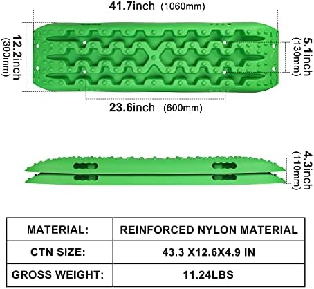 X-BULL New Recovery Traction Tracks Sand Mud Snow Track Tire Ladder 4WD (Green,3gen), Bag+Hardware+Tracks