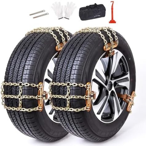 Snow Chains, 215-315mm Universal Tire Chains for Car, SUV, RV, Pickup Trucks, Adjustable Emergency Anti-Skid Thickening Tire Traction Chain (6 Packs)