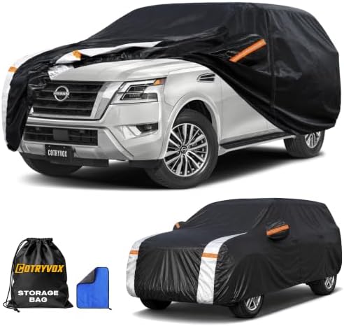 Large SUV Car Cover for Nissan Armada 2003-2026 100% Waterproof All Weather,with Door Zipper Heavy Duty Outdoor Full Exterior Covers Rain Sun Wind UV Protection.