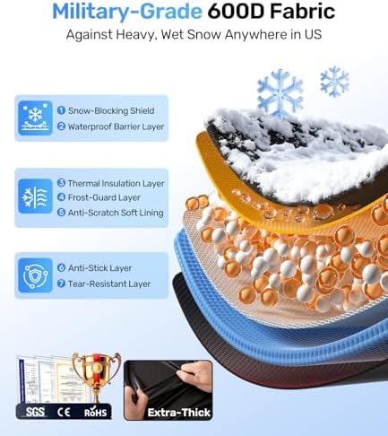 Zanch Upgrade Windshield Cover for Ice & Snow [Fast Install & Removal] 600D Oxford Fabric Against Magnetic Fit Snow, Ice, Frost, Winter Accessories - Fit for All Sedans/Cars - (69''x48'')