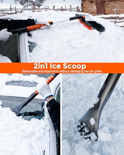 DooGooCoo 42" Extendable Snow Brush & Ice Scrapers for Car Windshield
