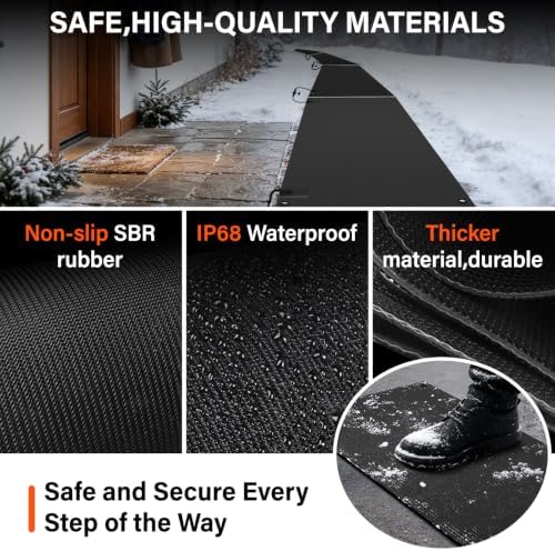 30 x 60 in Heated Snow Melting Mats,No-Slip Rubber Heated Outdoor Mats