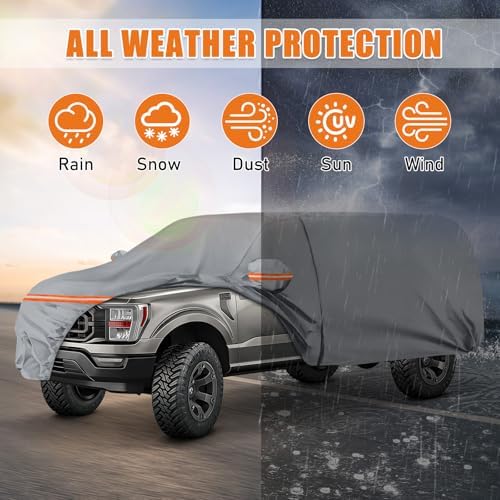 Waterproof Truck Cover for CrewCab 5.5/5.7/5.8 ft with Camper Shell Topper
