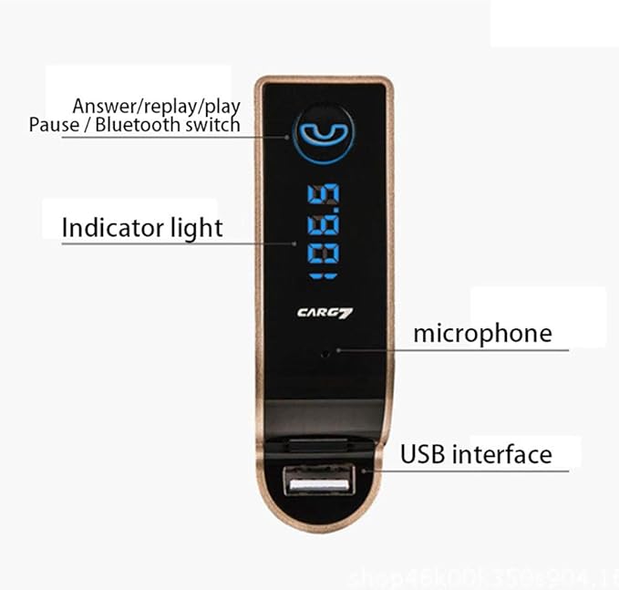 Bluetooth FM Transmitter for Car, Wireless Bluetooth 2.1In-Car Radio Adapter Car Kit with Handsfree Calling, 1 USB Ports, LED Display, Support TF Card, U-Disk, AUX Output,A