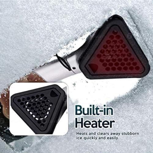 ZONETECH Heated Car Window Ice/Snow Scraper Extendable Auto Windshield Heated Scraper with LED Light,12V Electric Heating, Car Ice & Snow Removal Tool Stocking Stuffer (Silver, 2-Pack)