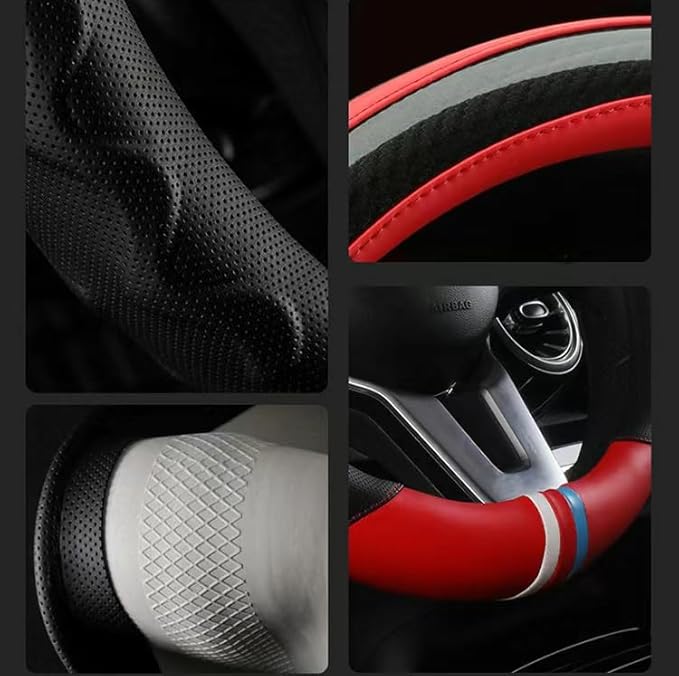 Bus Steering Wheel Cover Universal 18" for semi Truck Freight Carrier Tow Tanker Transporter Carbon Fiber Leather Fits RV and Big Rig Trucker Trucks 18 inch Wheeler