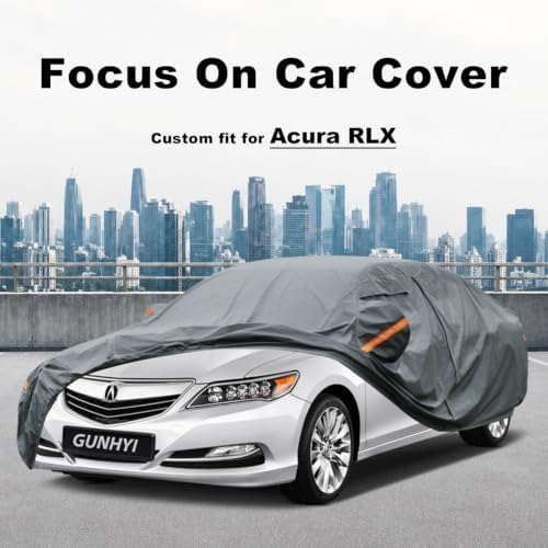 GUNHYI Premium Car Cover Custom Fit Acura RLX, 16 Layers Heavy Duty Car Cover Waterproof All Weather with Zipper Door for Sun Rain Snow Dust Uv Protection