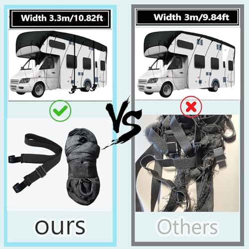 Wider 3.3m/10.83ft Travel Trailer Cover 210D Oxford Cloth Travel Trailer Cover Wind, Rain and Snow Proof with 2 Windproof Straps Grey-36 x 10.8 ft