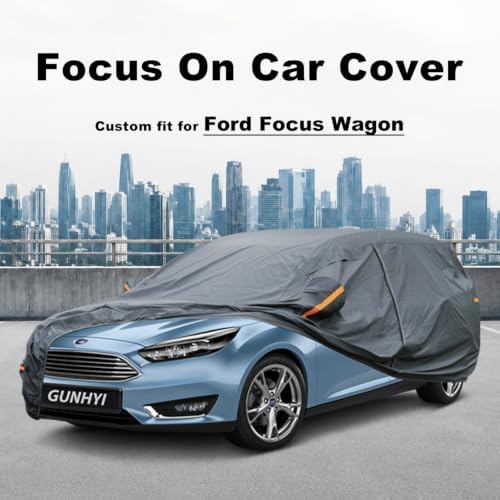 GUNHYI Premium Car Cover Custom Fit Ford Focus Wagon, 16 Layers Heavy Duty Car Cover Waterproof All Weather with Zipper Door for Sun Rain Snow Dust Uv Protection