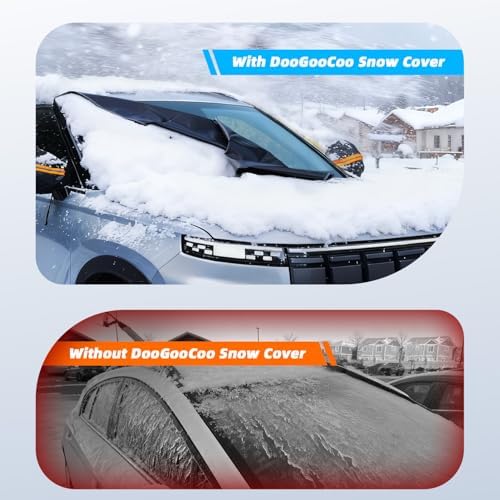 DooGooCoo [Upgraded] Car Windshield Cover for Ice and Snow [700D Waterproof Fabric]-Windshield Snow Cover for Winter Snow & Frost, Suitable for Car, SUV and Truck