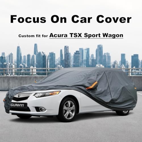 GUNHYI Premium Car Cover Custom Fit Acura TSX Sport Wagon, 16 Layers Heavy Duty Car Cover Waterproof All Weather with Zipper Door for Sun Rain Snow Dust Uv Protection