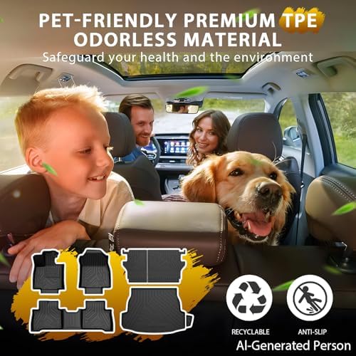 Powerty Floor Mats for Toyota RAV4 Hybrid 2026 2027(Not for PHEV), All Weather 3D TPE Anti-Slip Trunk Cargo Liner Seat Back Covers Protectors Full Set Car Accessories