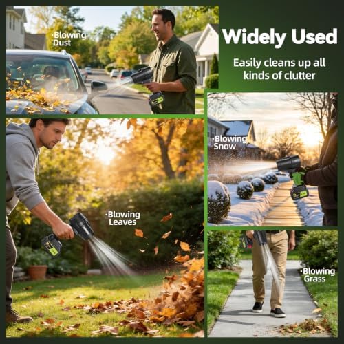 980,000 RPM Cordless Leaf Blower with 2 x 4.0Ah Batteries & Fast Charger, Handheld Rechargeable Electric Blower, Turbo Jet Blower for Lawn Care, Snow, Yard & Car Drying, Gift for Men/Father/Husband