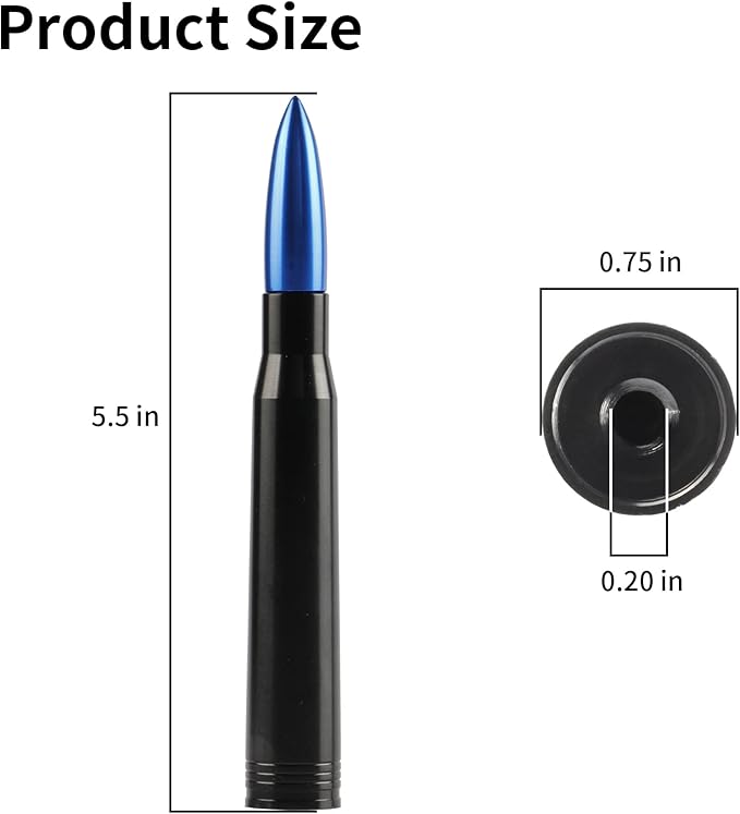 BJSIA Universal Car Antenna Replacement Compatible with Ford, Dodge, Chevrolet, GMC, Jeep, Toyota Truc kReplacement Antenna - Made of Rugged Billet and Aluminum, Blue, Car Accessories