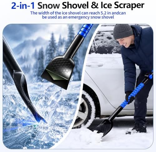 59" Snow Broom & Ice Scraper for Car, EVA Foam Head Snow Remover