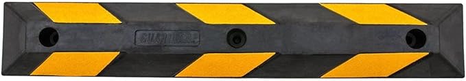 Guardian 2 Pack Parking Stop, 3 Foot Long Flexible Rubber Curb, Highly Visible Accessory with Mounting Holes for Job Sites and Garages, Black/Yellow