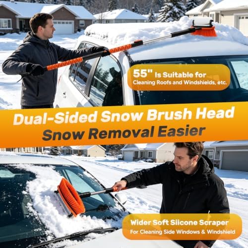 4-in-1 Snow Brush & Snow Shovel, 55'' Ice Scrapers For Car Windshield