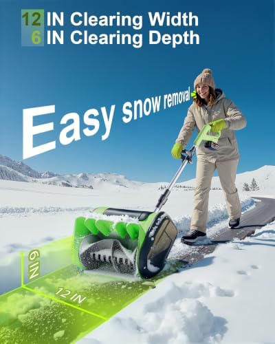 DEGGE Electric Cordless Snow Shovel, 2X 3.0Ah/ 21V/ 12-Inch Battery